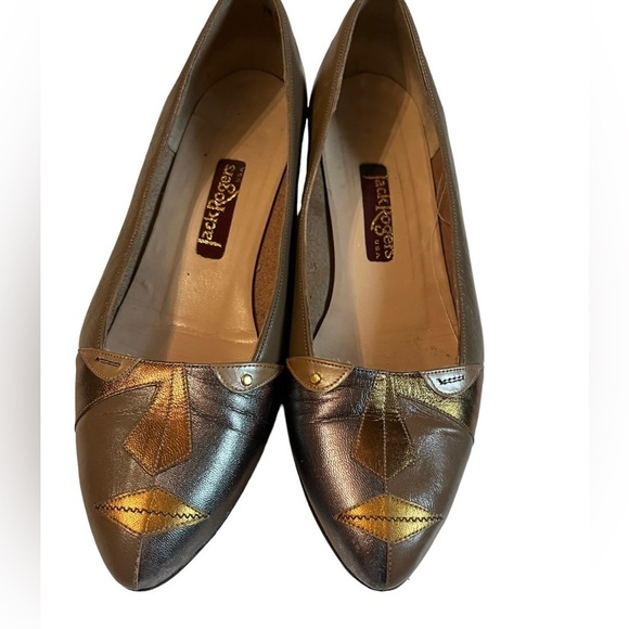 Jack Rogers Vintage Women’s Sz 7.5 Heels 3 Dimensional Face Graphic shoes - Picture 3 of 9